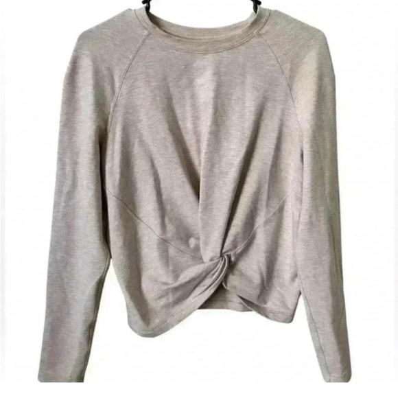 Lululemon Blush Pink Tuck & Gather Pullover Long Sleeve Tie Front Cropped - Picture 4 of 8